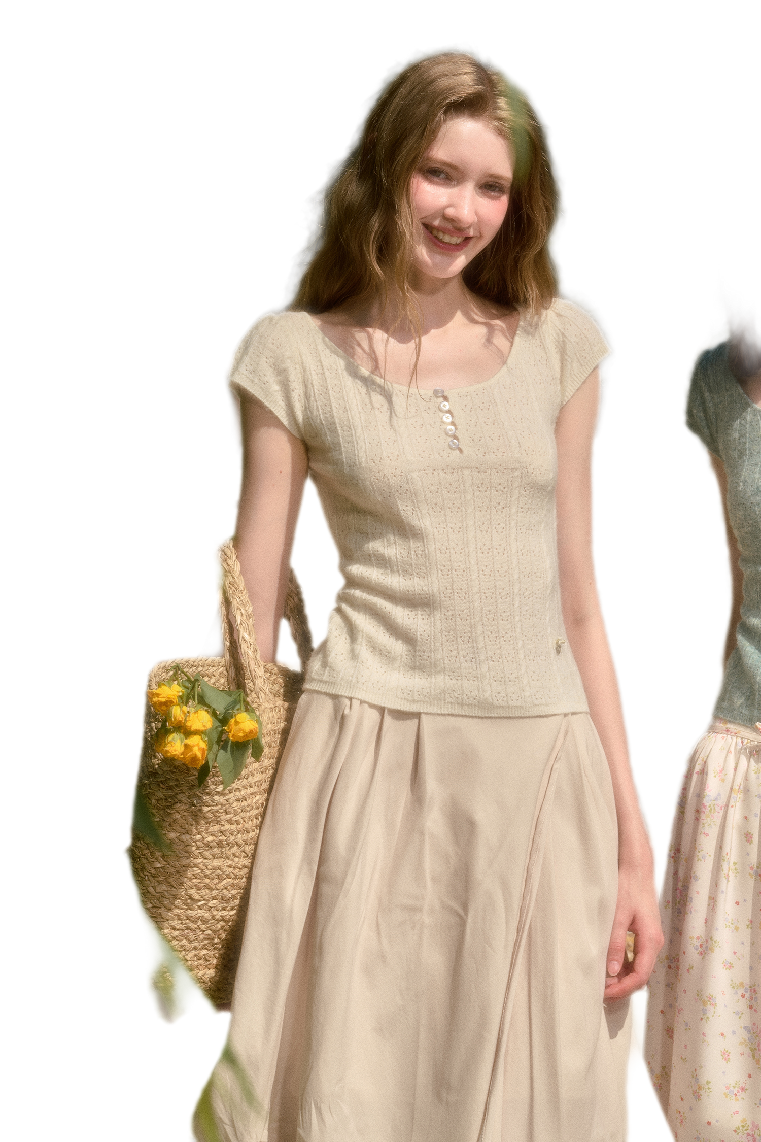 Soft Wool Fitted Short-Sleeve Top