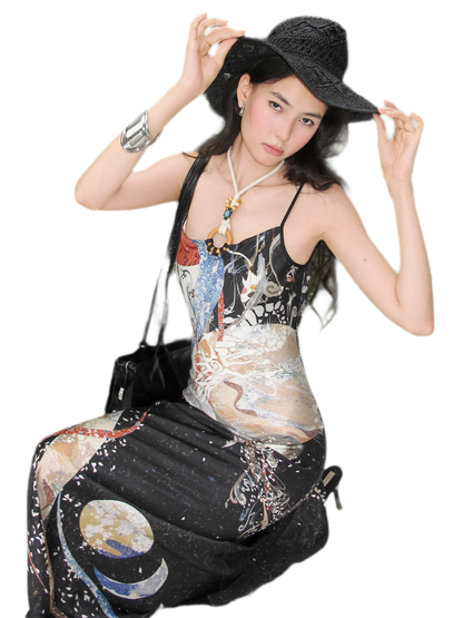 Illustrated Halter Mermaid Dress