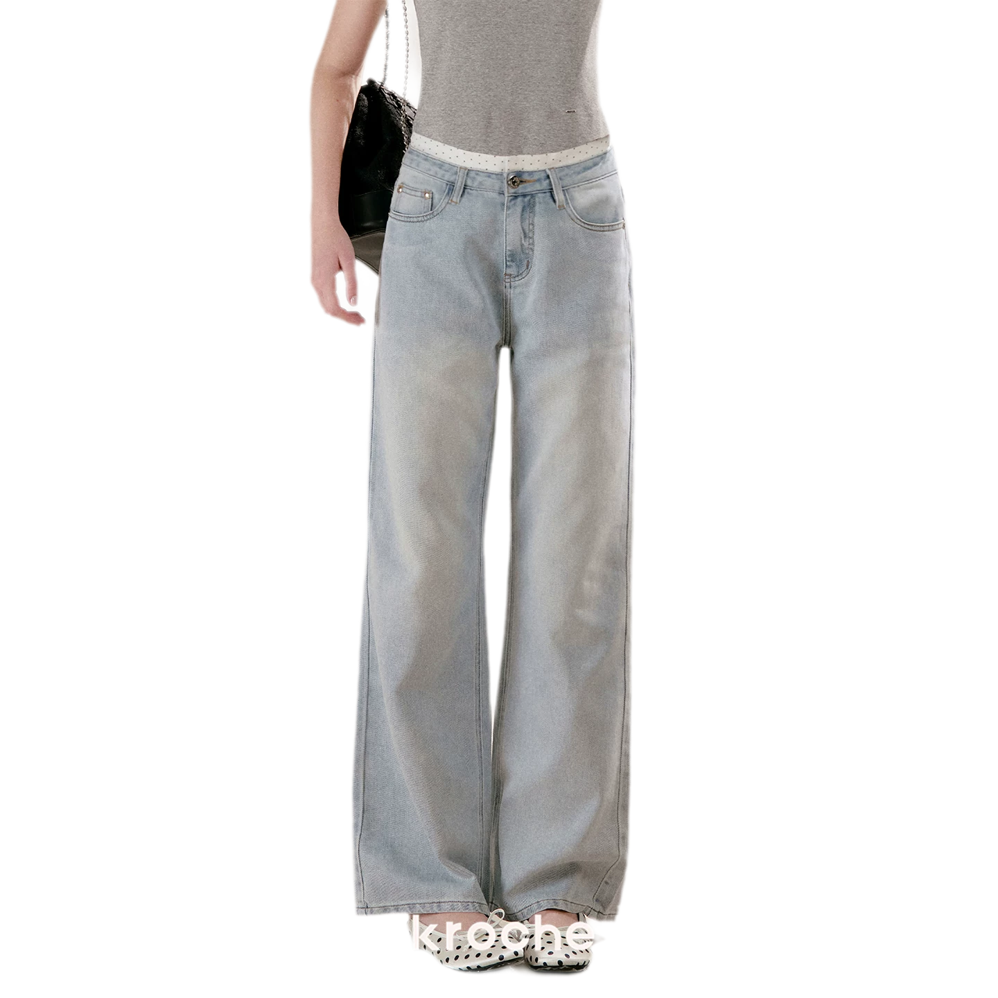 Washed Wide-Leg Jeans