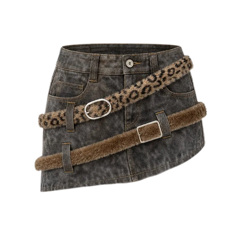 Layered Leopard Panel Mini Skirt