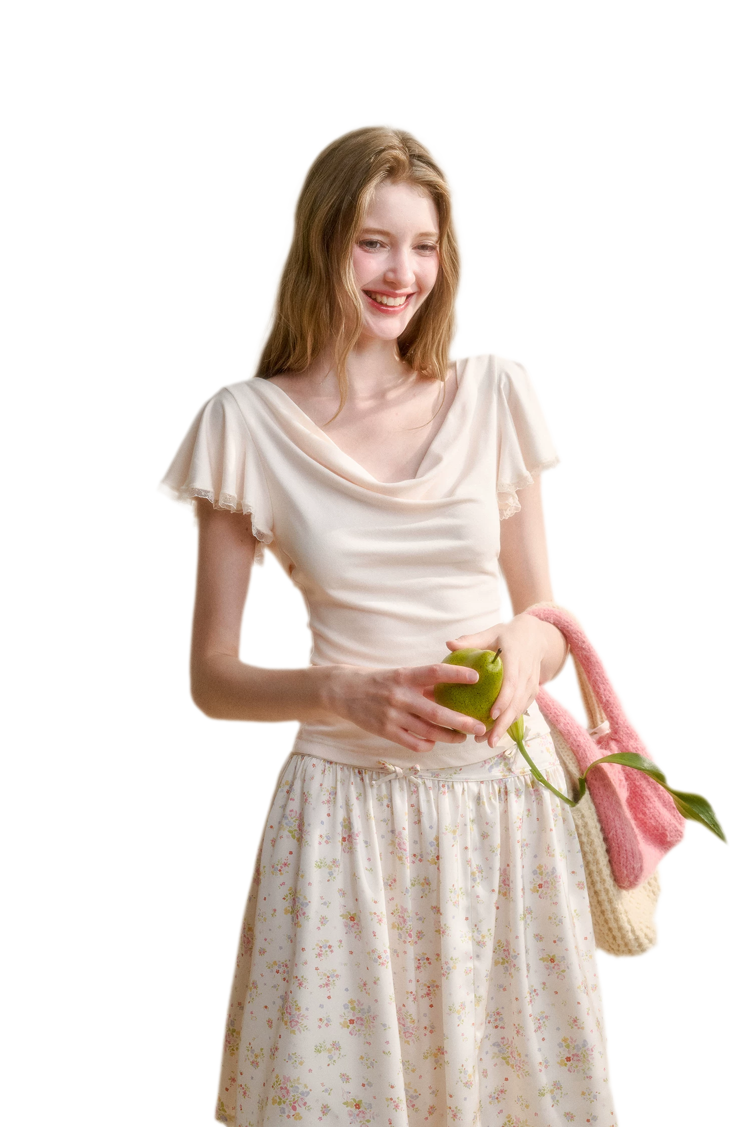 Airy V-Neck Ribbed T-Shirt