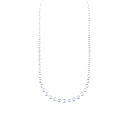 Silver Pearl Long Necklace