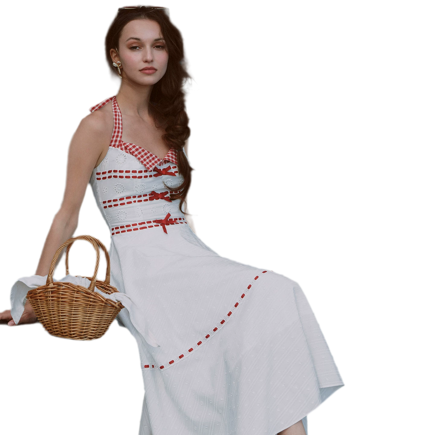 Cotton Embroidered Halter Dress