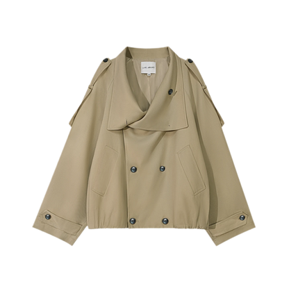 Relaxed Double-Breasted Short Trench
