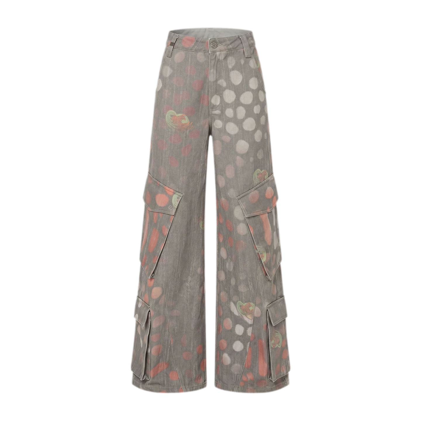 Printed Wide-Leg Cargo Pants