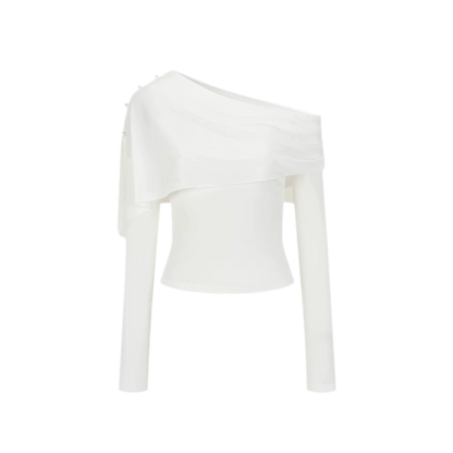 Asymmetrical Button Shoulder Top