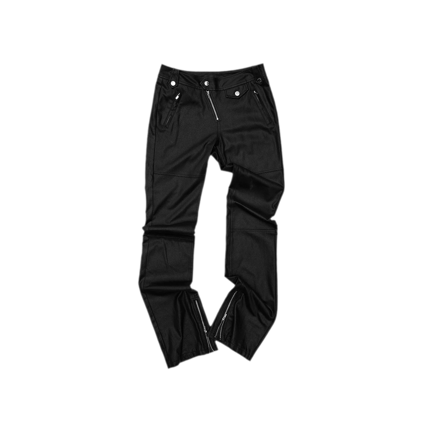 Washed Leather-Look Slim Pants