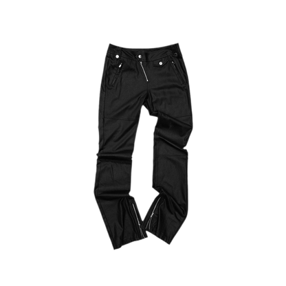 Washed Leather-Look Slim Pants