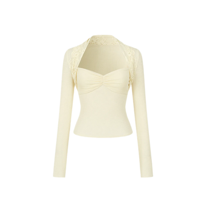 Ruched Lace Layered Top