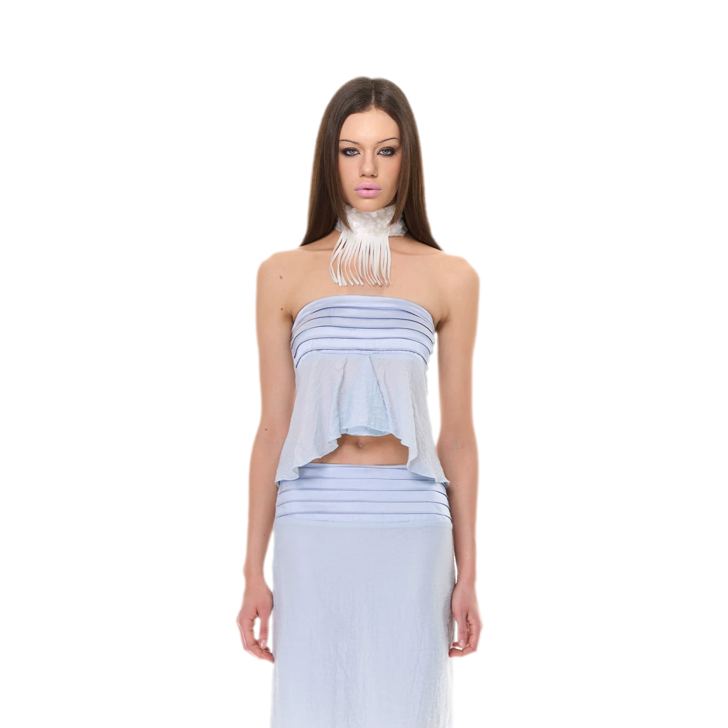 Textured Peplum Skirt Set