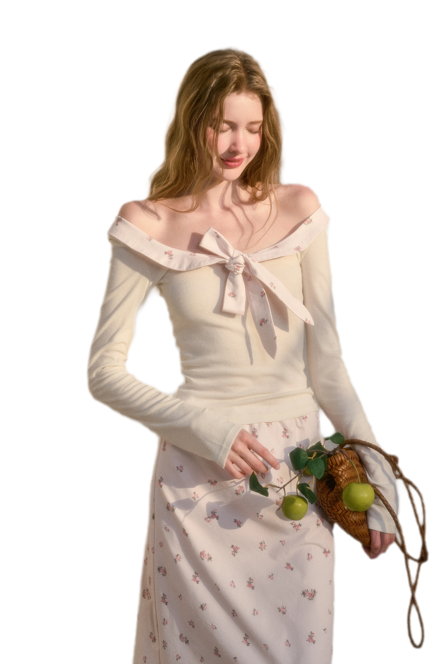 Rabbit-Ear Bow Off-Shoulder Knit