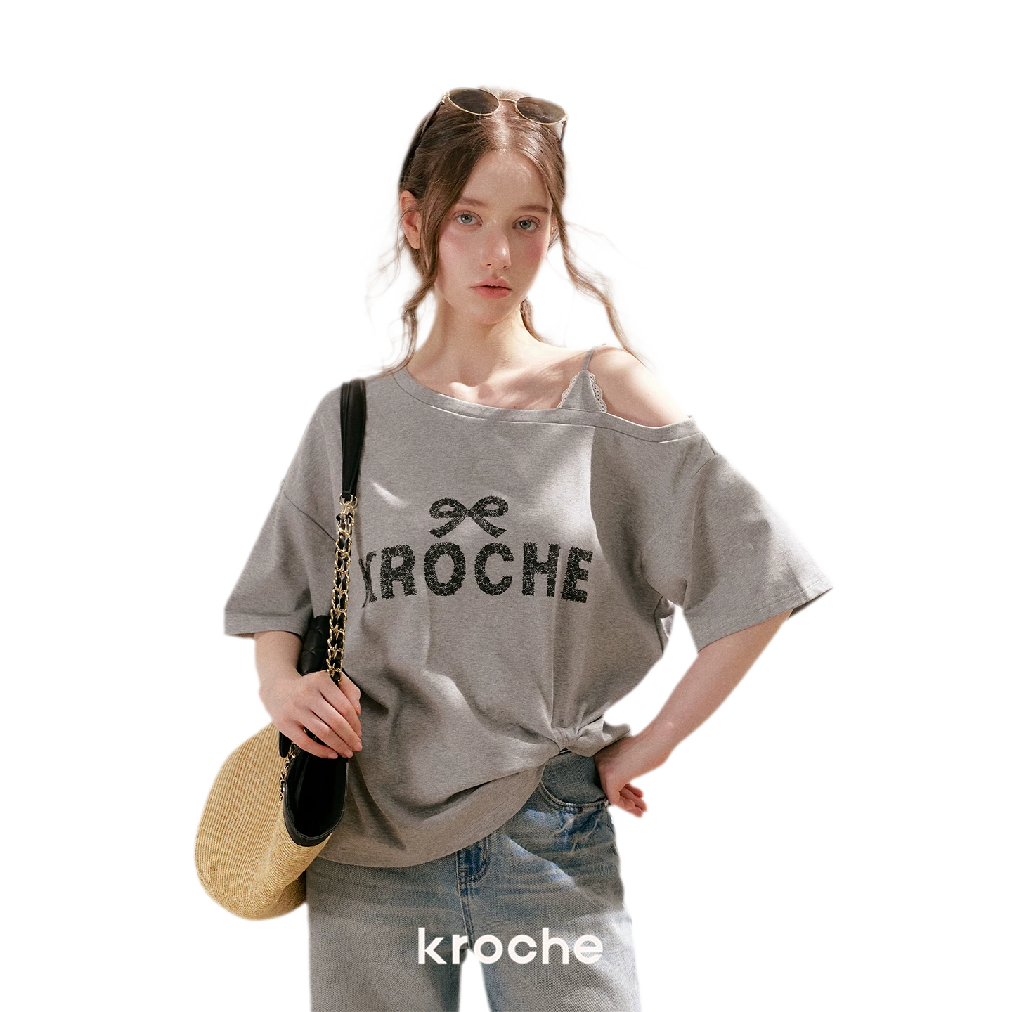 Off-Shoulder Logo T-Shirt