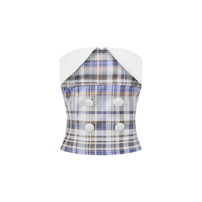 Plaid Bustier Skirt Set
