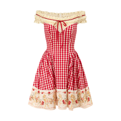 Gingham Lace Mini Dress
