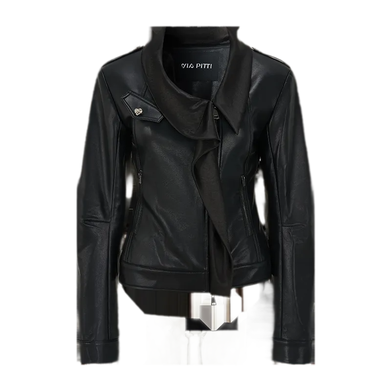 Embossed Fitted PU Jacket