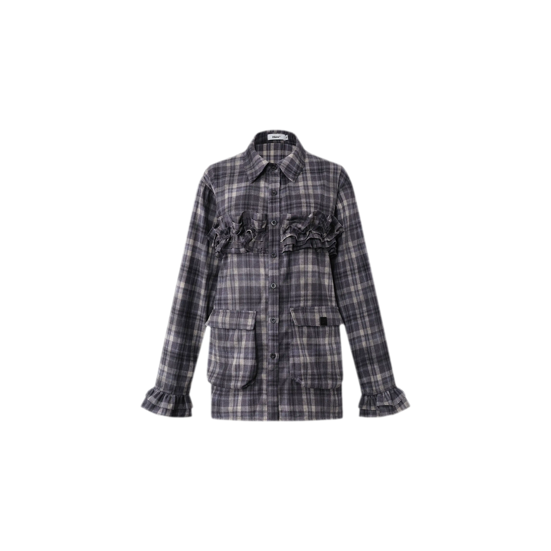 Brushed Ruffle Plaid Shirt
