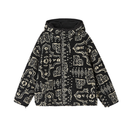 Jacquard Plush Fleece Hooded Jacket