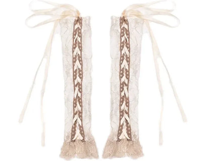 White-Gold Floral Lace Cuffs