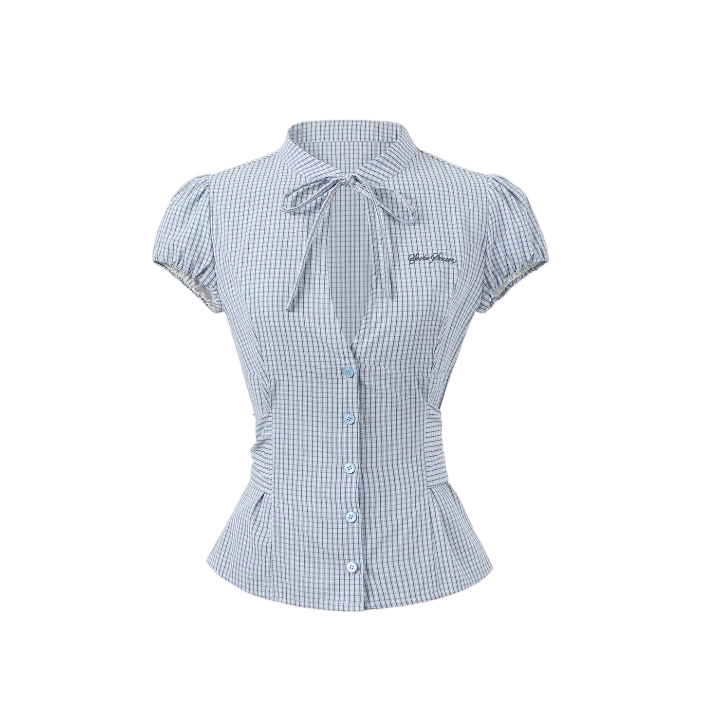Retro Plaid Tie-Waist Hollow Waist Shirt