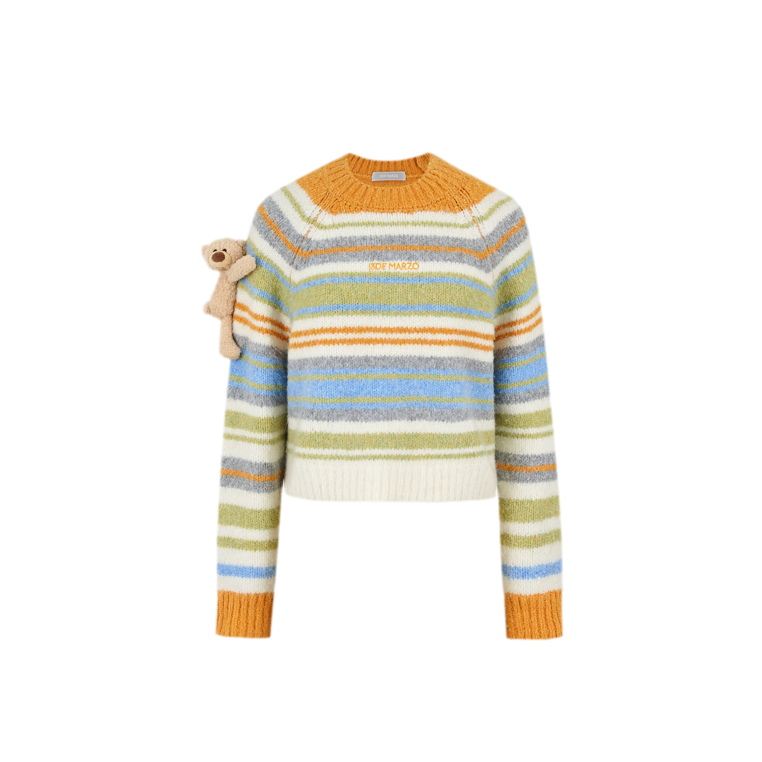 Color-Block Striped Fuzzy Sweater