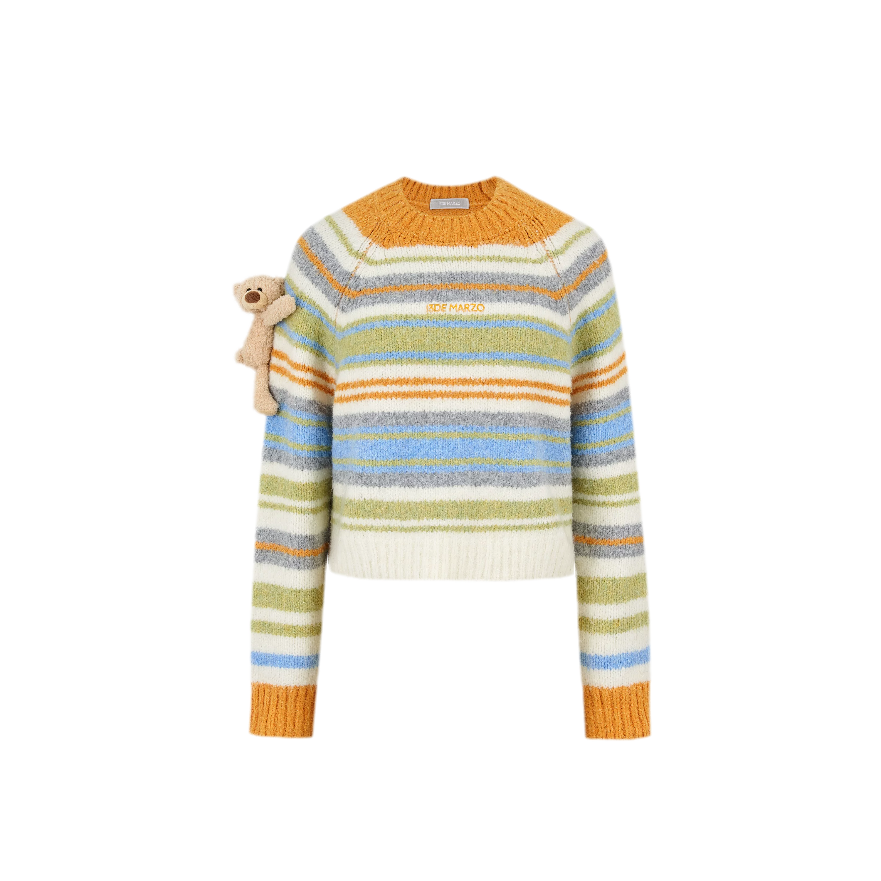 Color-Block Striped Fuzzy Sweater
