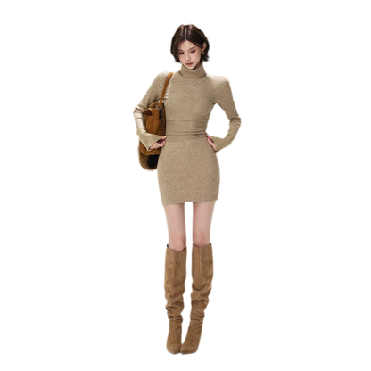 Lace Panel Ribbed Mini Dress