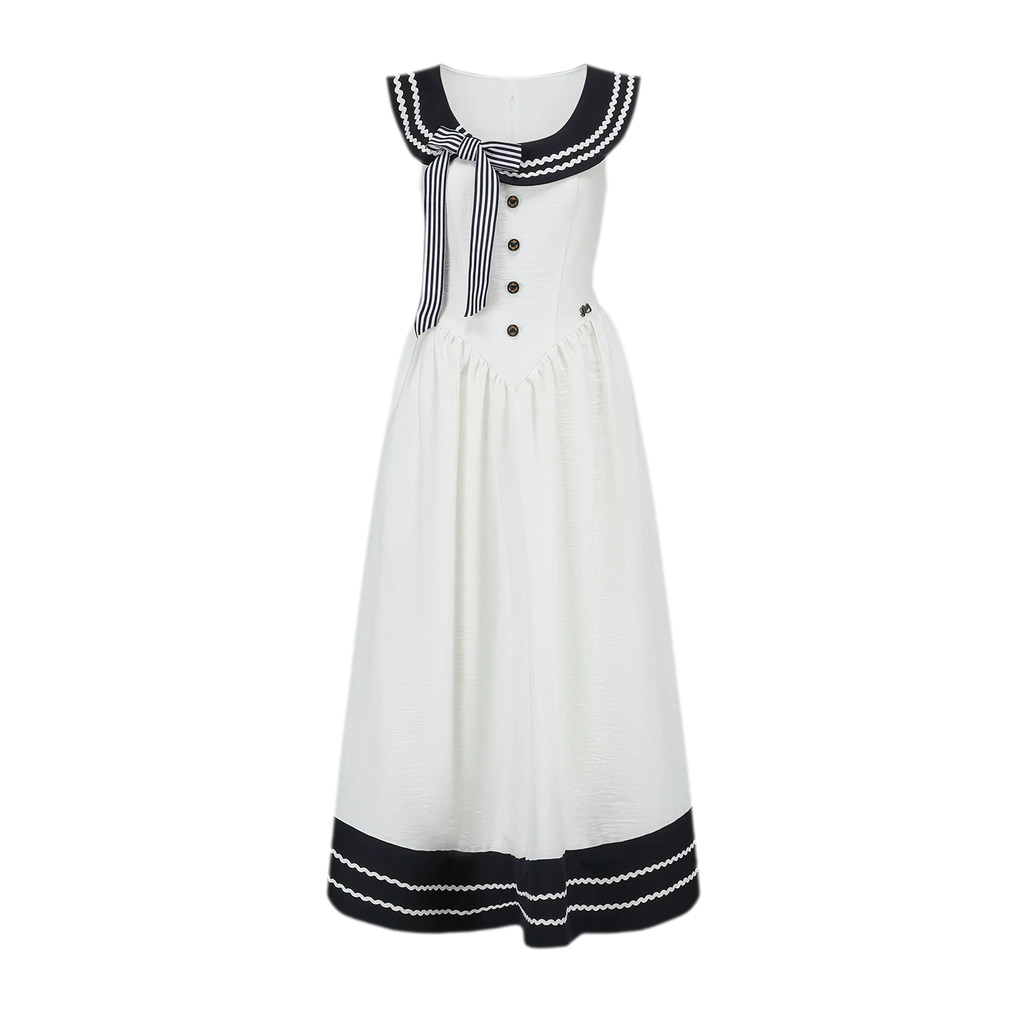 Contrast Sailor Collar Maxi Dress