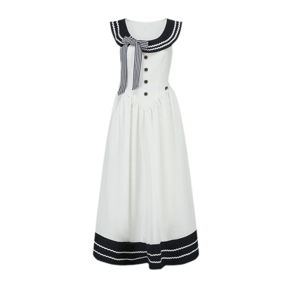 Contrast Sailor Collar Maxi Dress