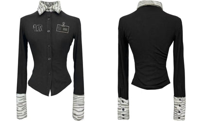 Zebra Plush Collar Fitted Shirt