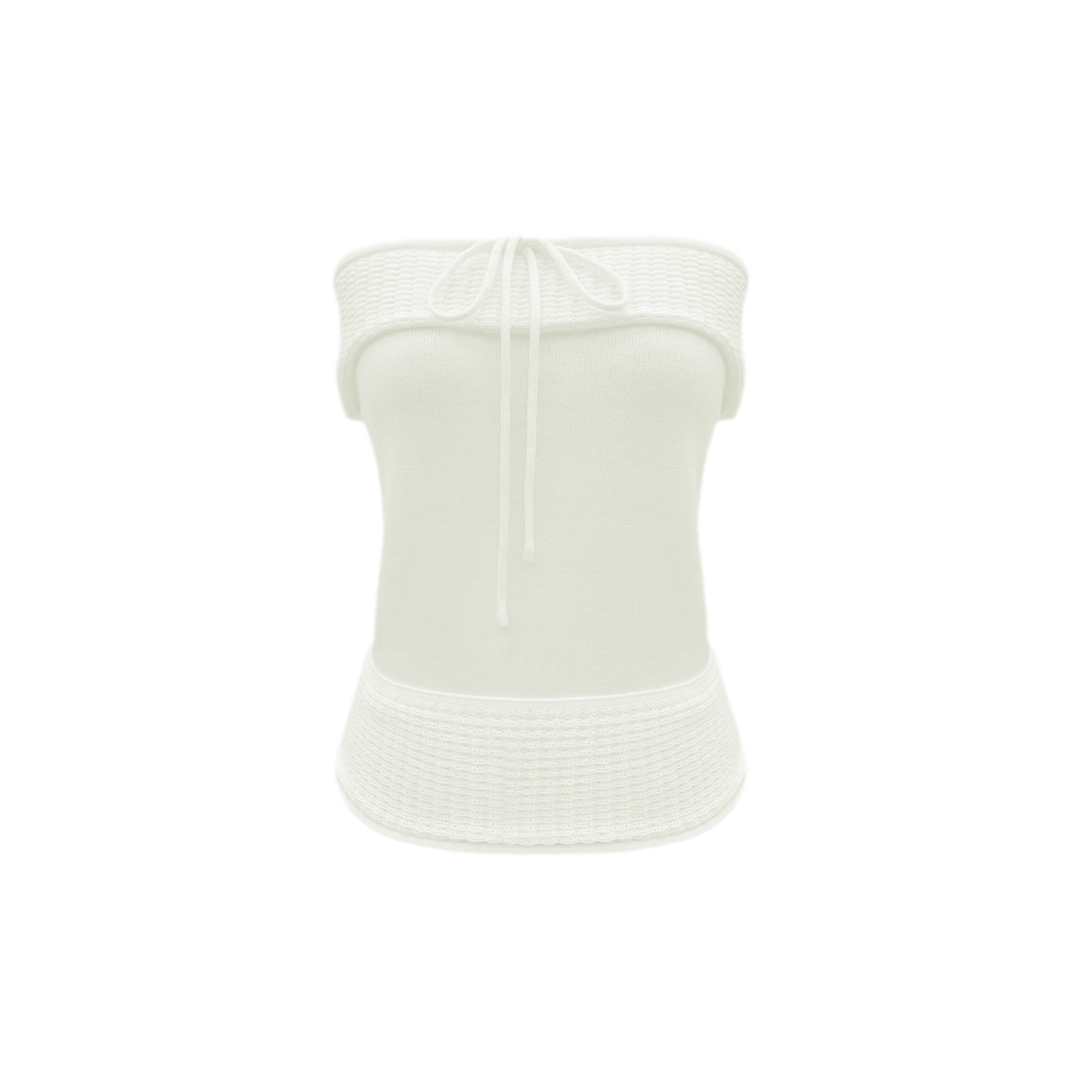 Waffle Drawstring Knit Bandeau Top