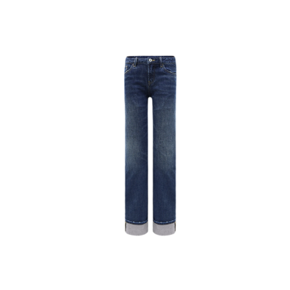 Jean droit à revers taille mi-basse