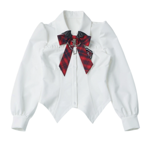 Waist-Cinched Puff-Sleeve Shirt / S