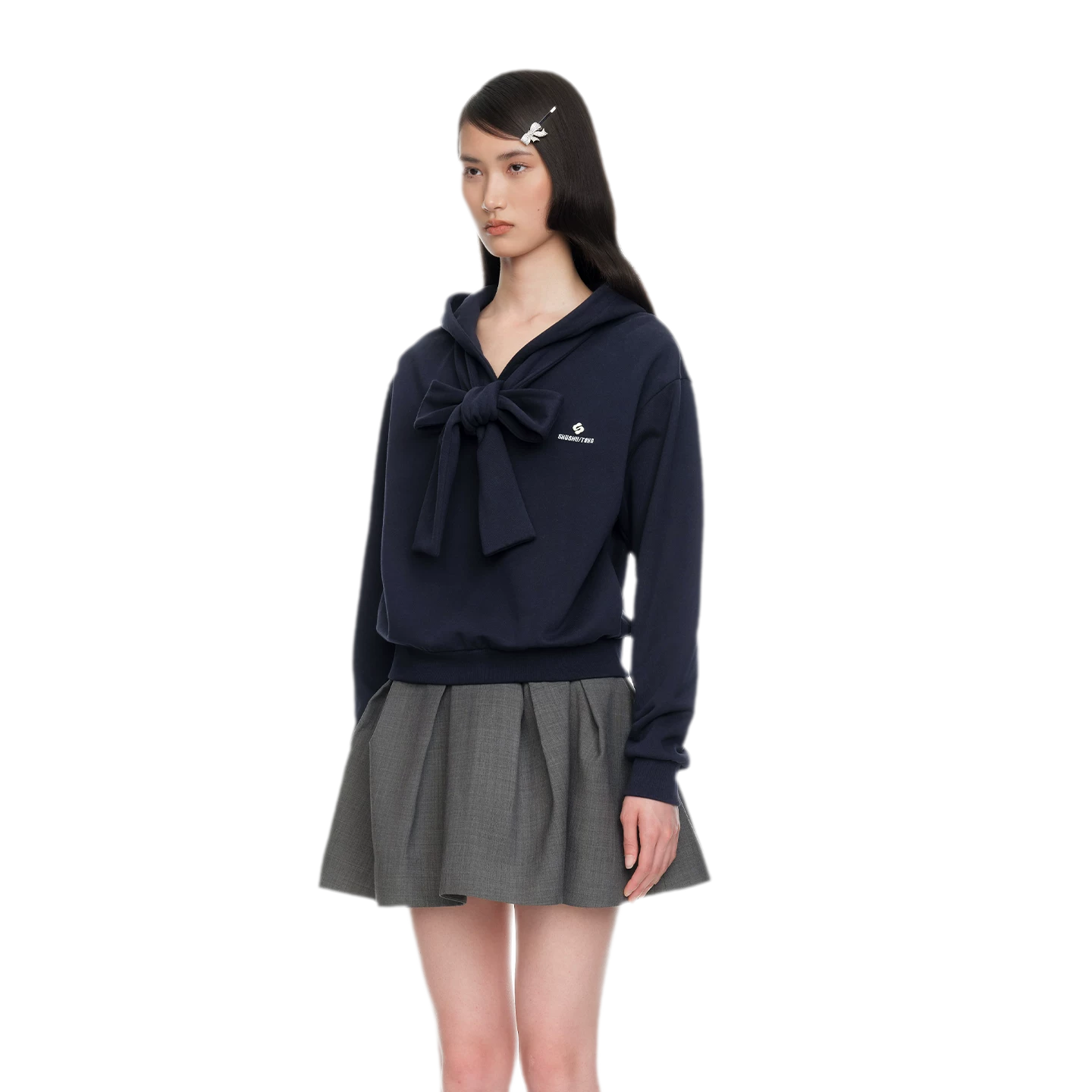 Bow Detail Cropped Hoodie