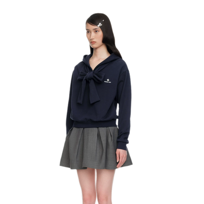 Bow Detail Cropped Hoodie
