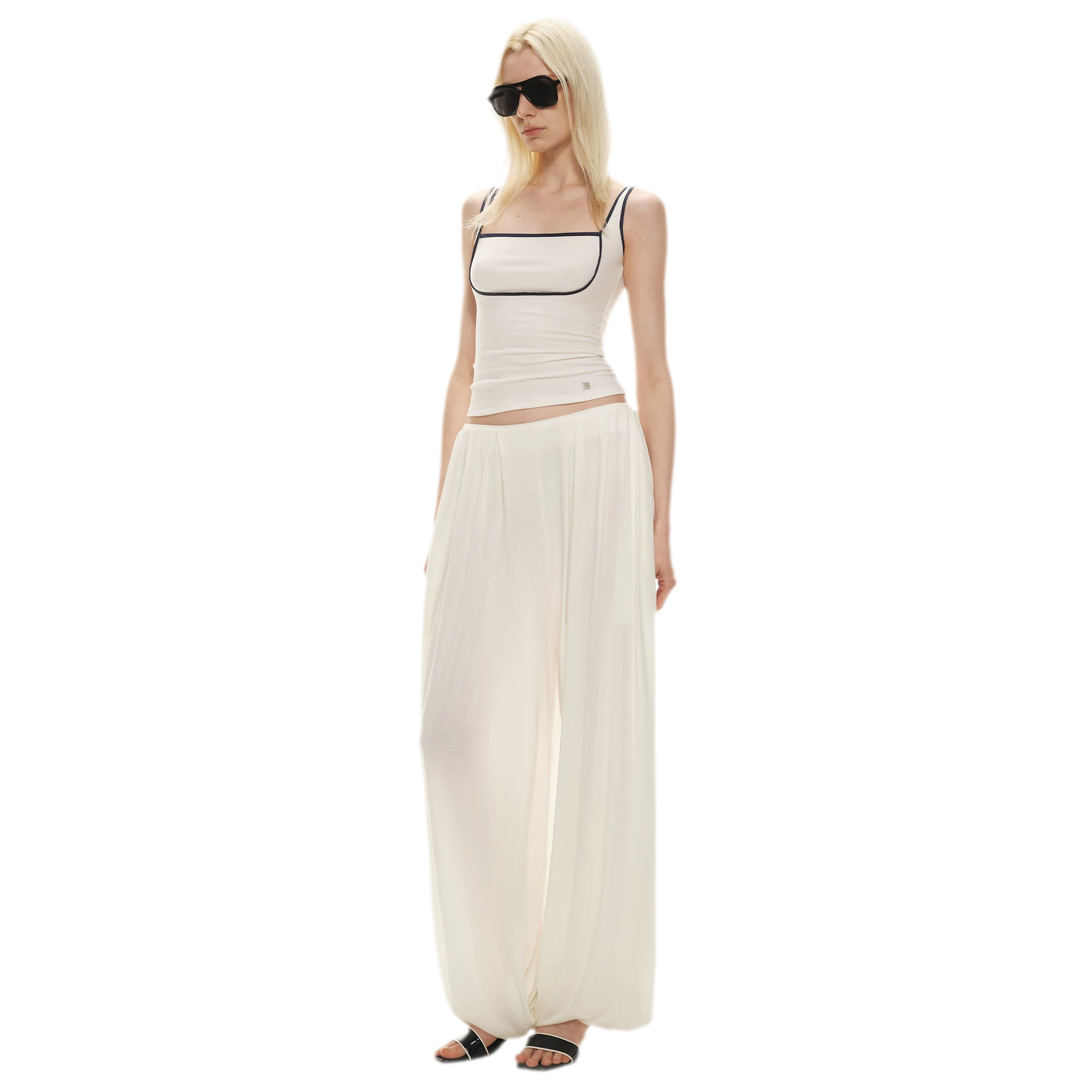 Tencel Blend Relaxed Wide-Leg Pants