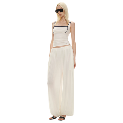 Tencel Blend Relaxed Wide-Leg Pants