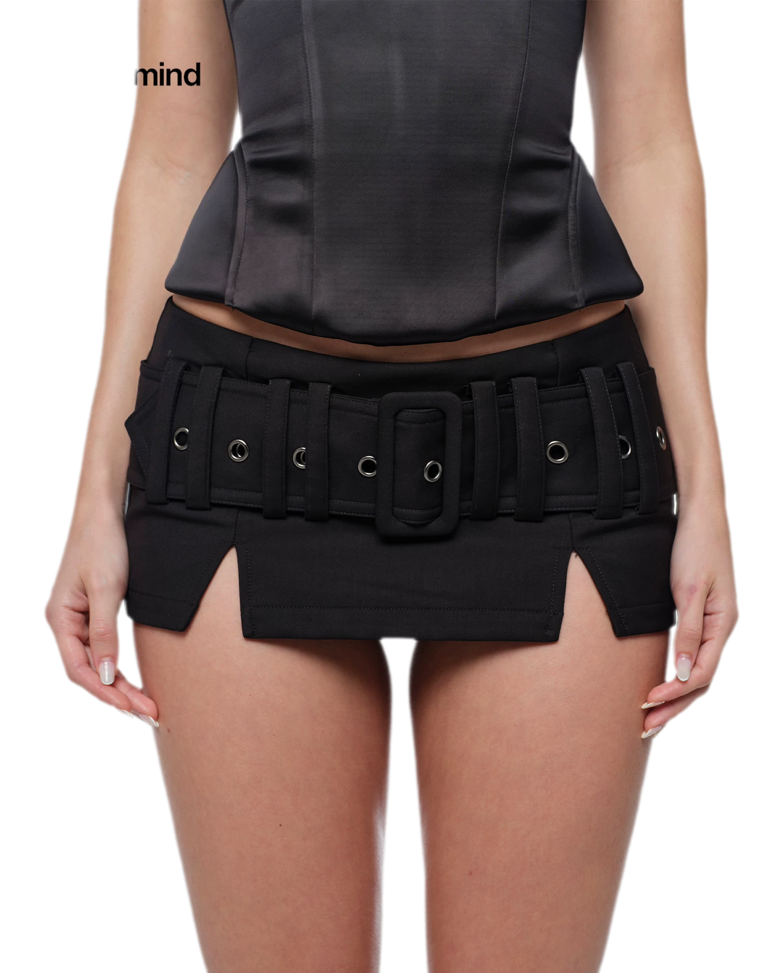 Low-Rise Buckle Mini Skirt
