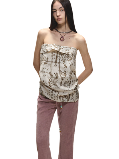 Vintage Holiday Style Relaxed Paisley Silk Top