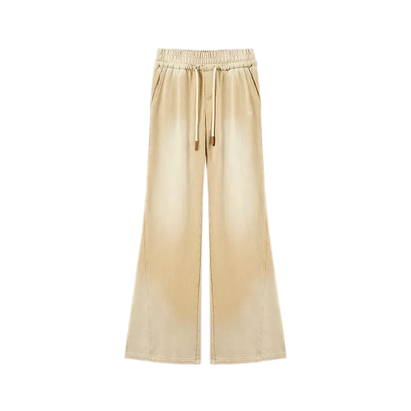 Sand-Washed Faded Straight-Leg Pants