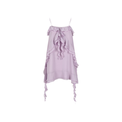 Lavender Purple Chiffon Ruffle Summer Dress