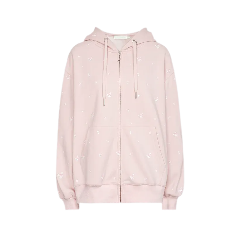 Cotton Rose Print Hooded Set