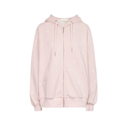Cotton Rose Print Hooded Set