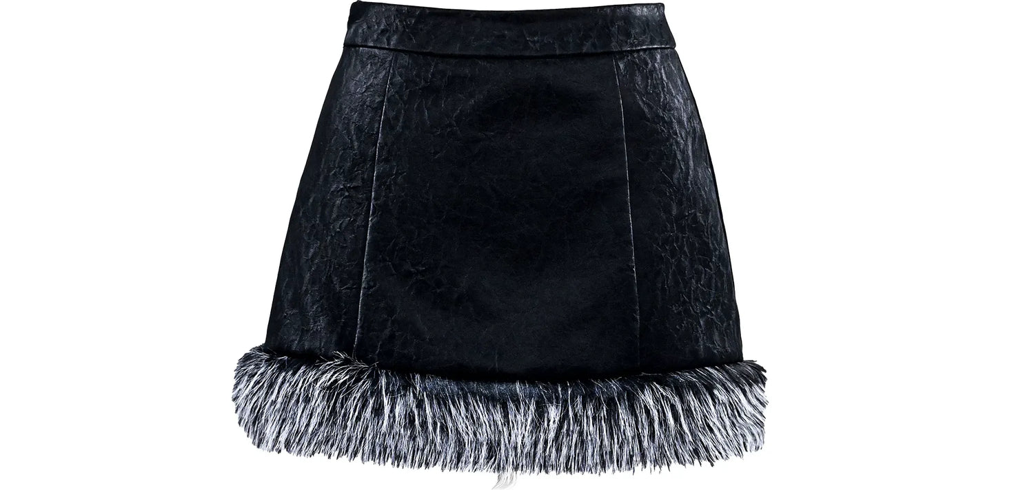 Textured Faux-Leather High-Waisted Skirt