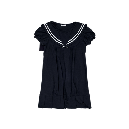Retro Navy Collar Pleated Dress