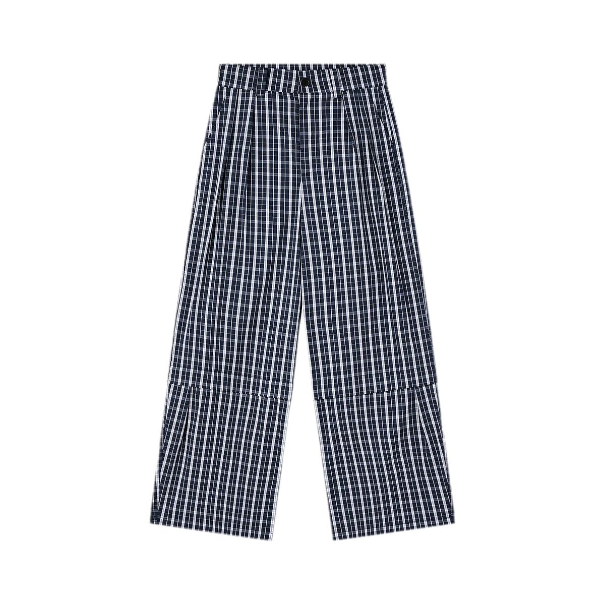 Detachable Check Straight-Leg Trousers