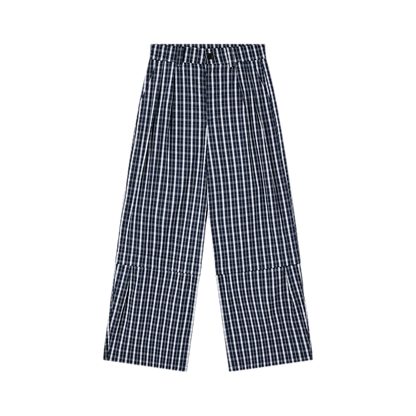 Detachable Check Straight-Leg Trousers