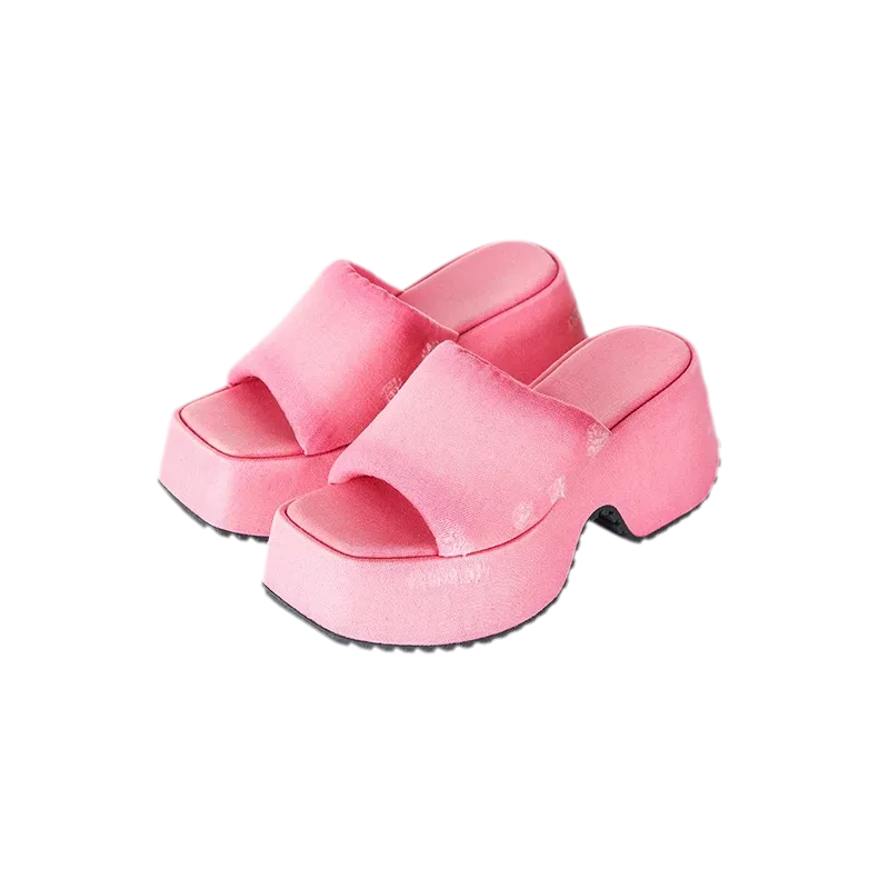 Washed Platform Slippers