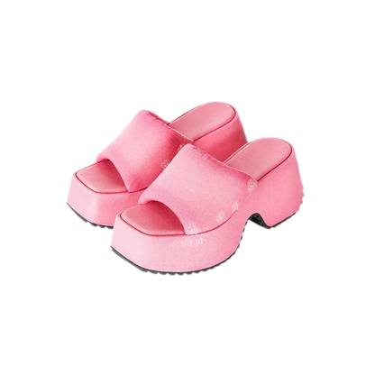 Washed Platform Slippers
