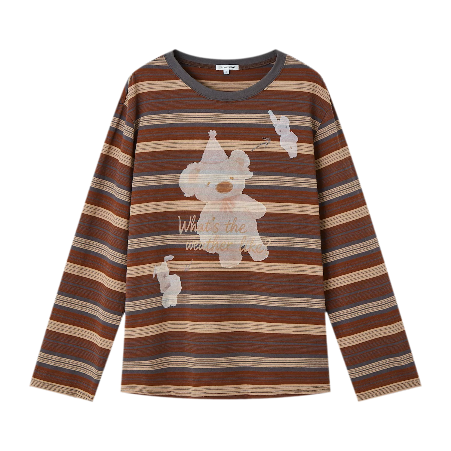 Vintage Striped Bear Graphic T-Shirt
