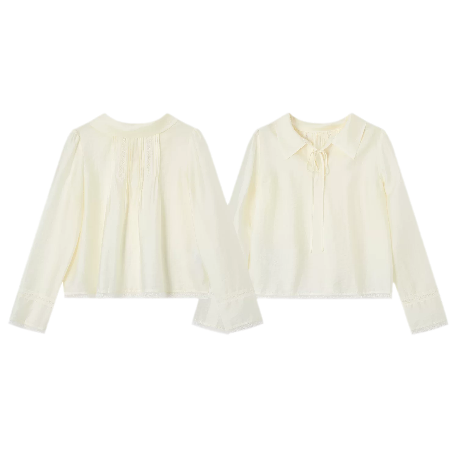 Pintuck Lace Cuff Blouse